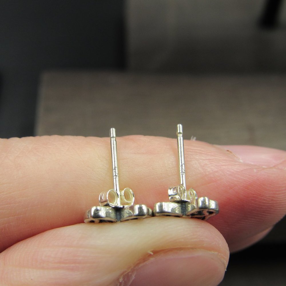 Sterling Silver Red Ruby Bow Face Stud Earrings V… - image 4